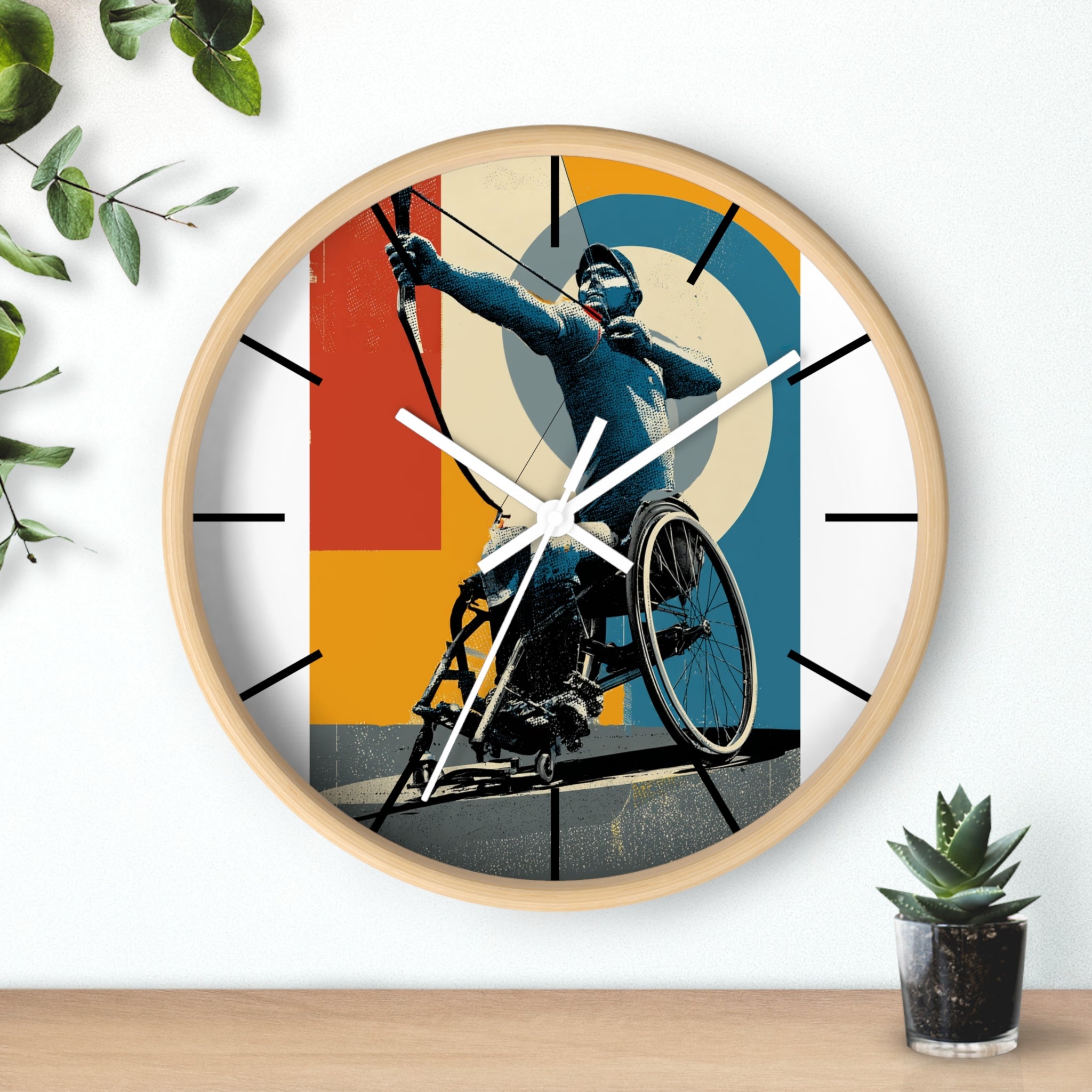 Motivational Sports Archery Wall Clock, Inspirational Decor for Athletes, Fitness Gift, Perfect for Home Gym, Competition, or Office