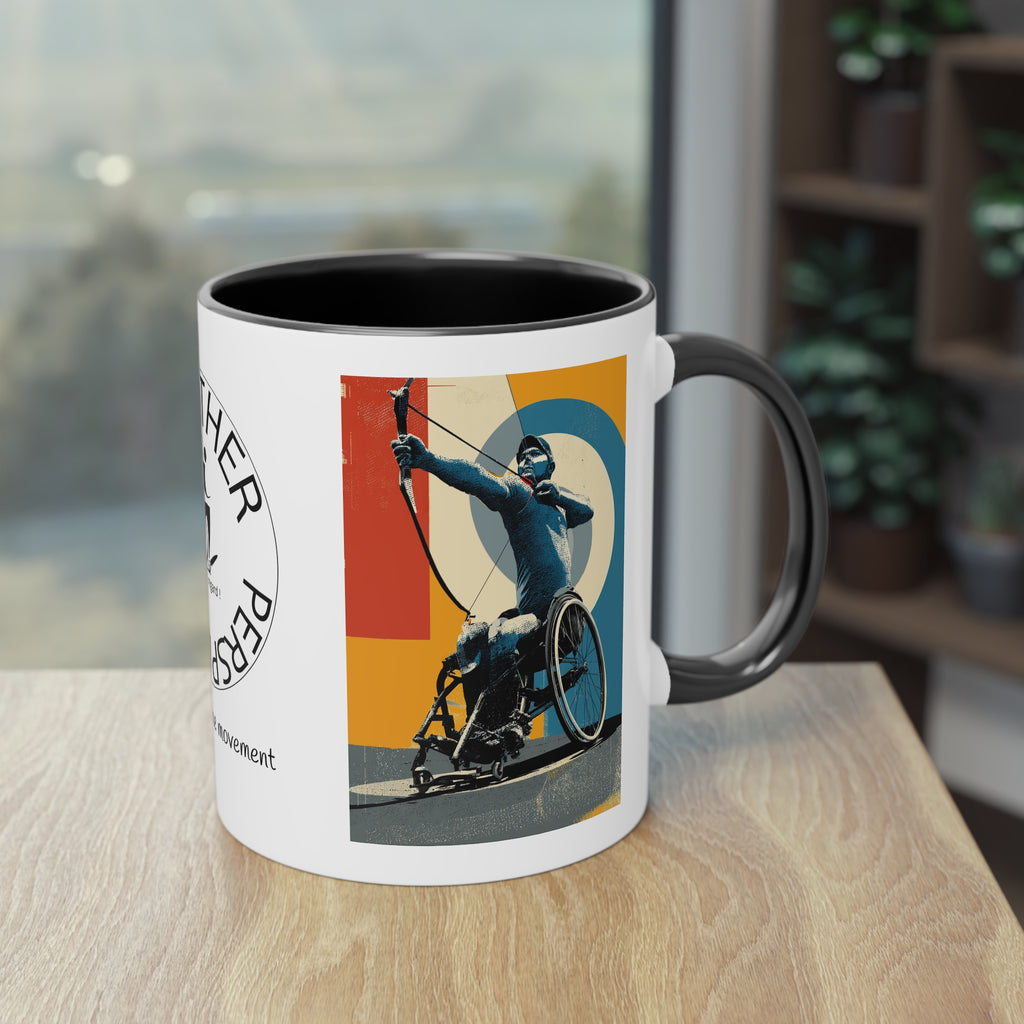 Dynamic Two-Tone Coffee Mug Archery,  Ideal Gift for Athletes, Motivational Morning Caffeine Boost, Sports Lover Cup