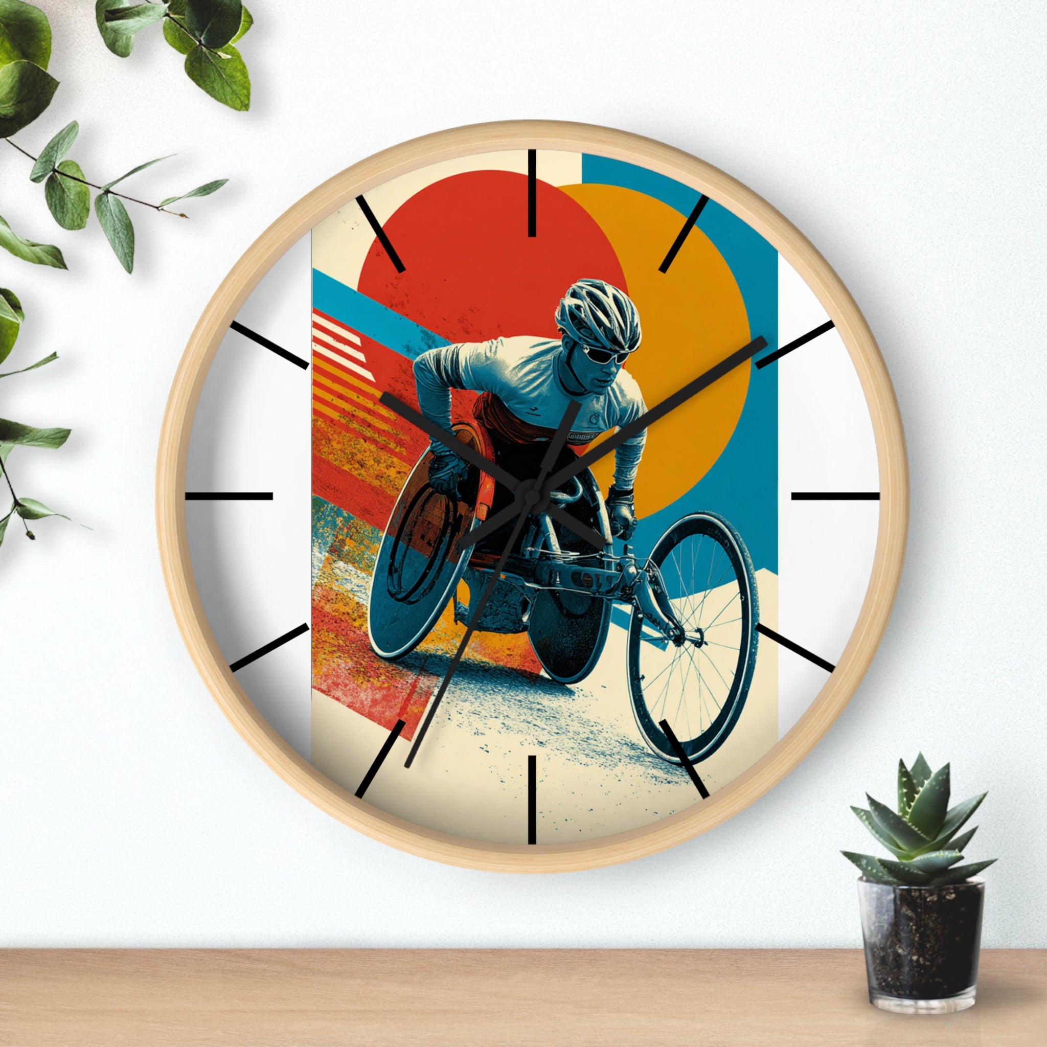 Motivational Wheelchair Sports Wall Clock, Inspirational Decor for Athletes, Fitness Gift, Perfect for Home Gym, Competition, or Office