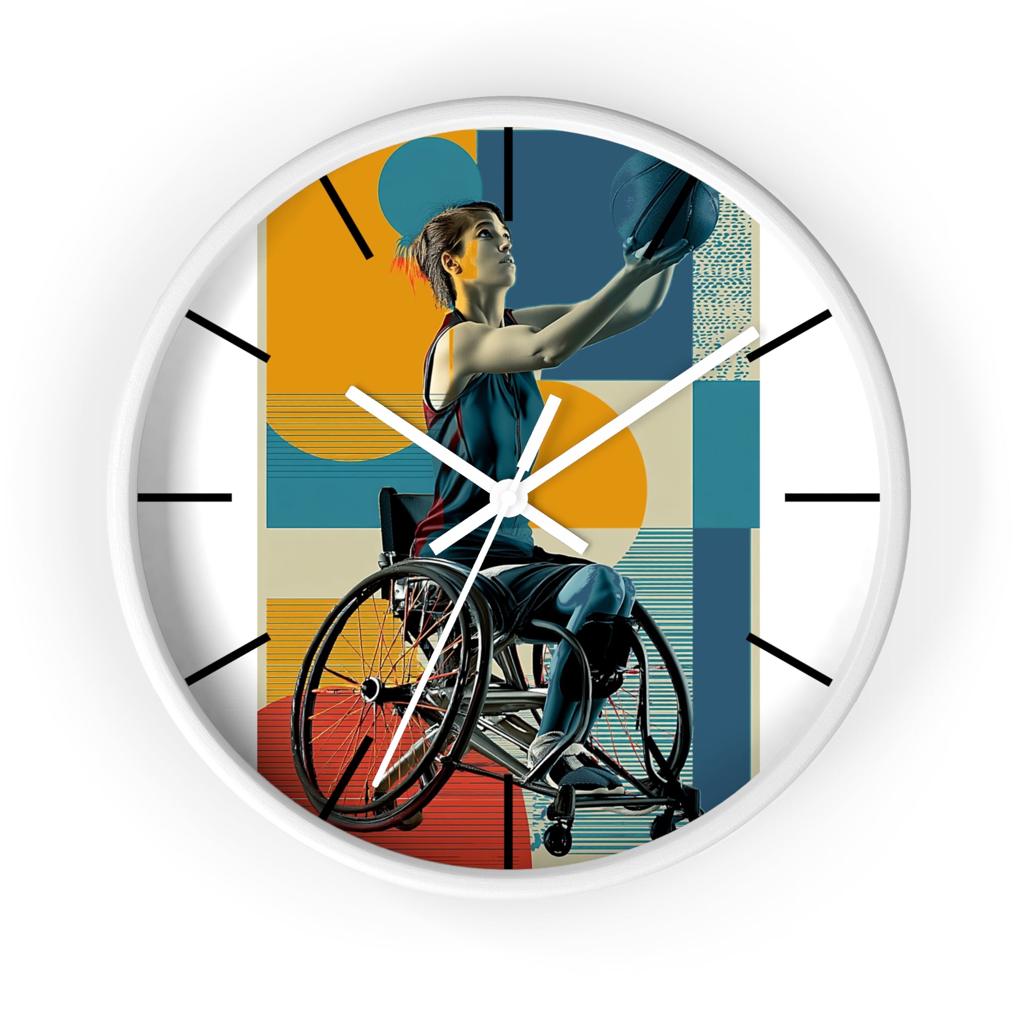 Motivational Sports Basket Wall Clock, Inspirational Decor for Athletes, Fitness Gift, Perfect for Home Gym, Competition, or Office