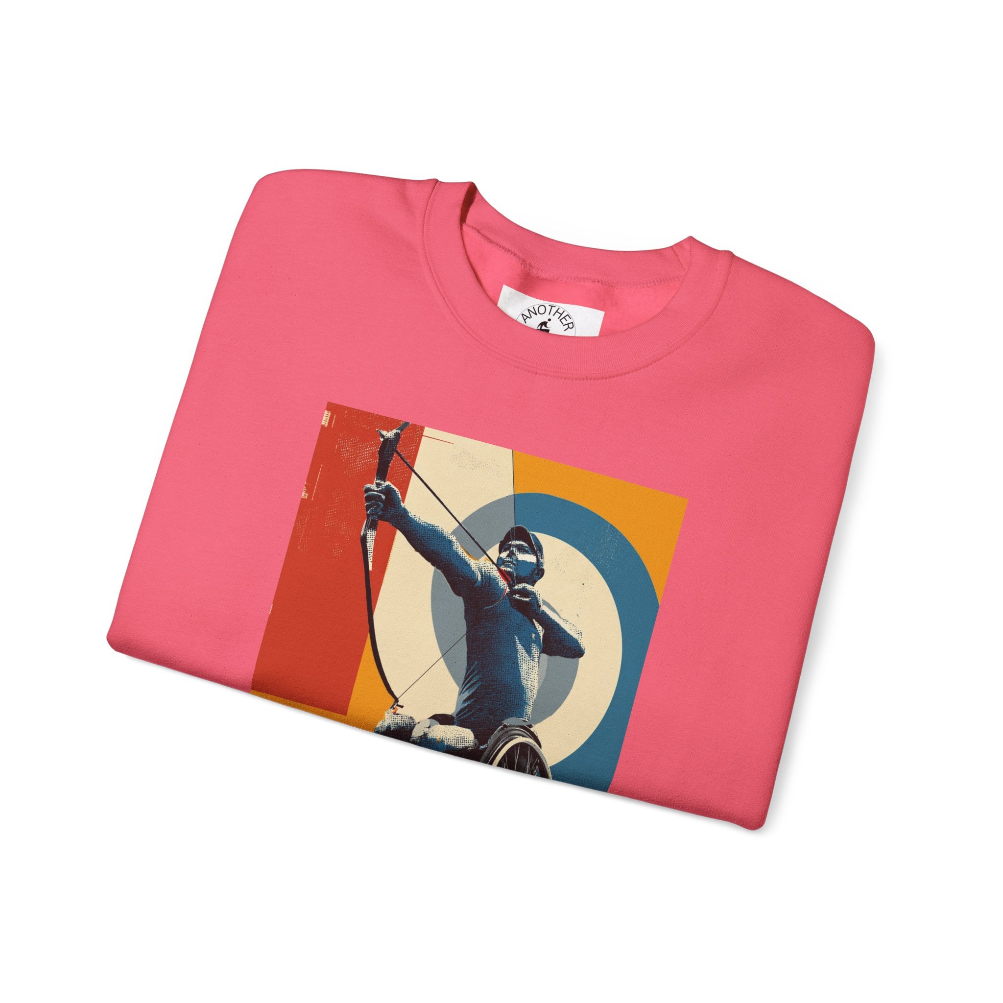 Inclusive WheelChair Archery Sports Themed Sweatshirt for Empowerment, Unisex Heavy Blend Crewneck, Inspirational Gift for Activists