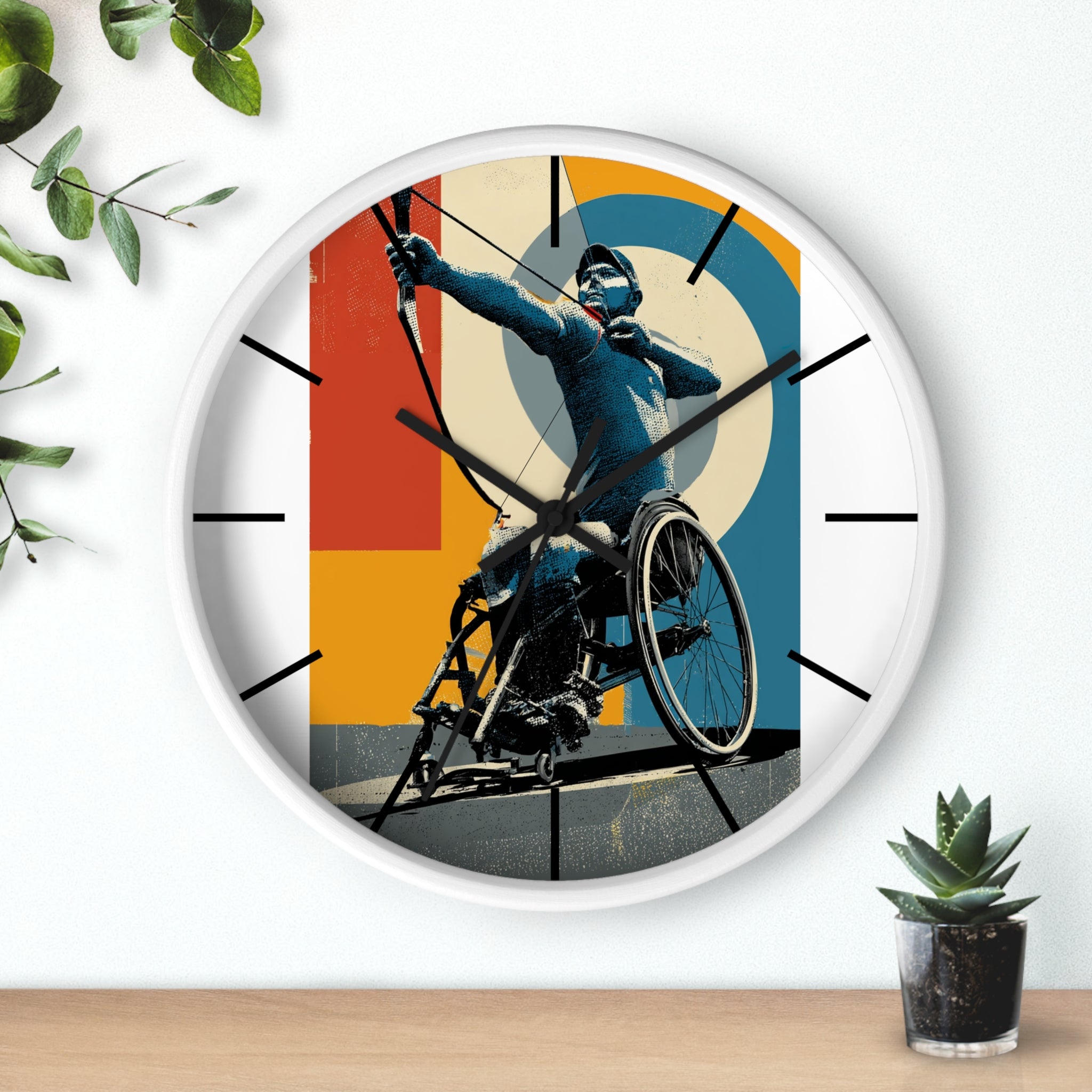 Motivational Sports Archery Wall Clock, Inspirational Decor for Athletes, Fitness Gift, Perfect for Home Gym, Competition, or Office